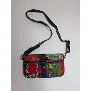 Desigual Patchwork Embroidered Studded Clutch Crossbody Bag Purse